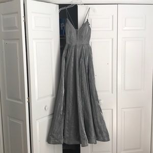 Aria Glittery Silver Prom Dress